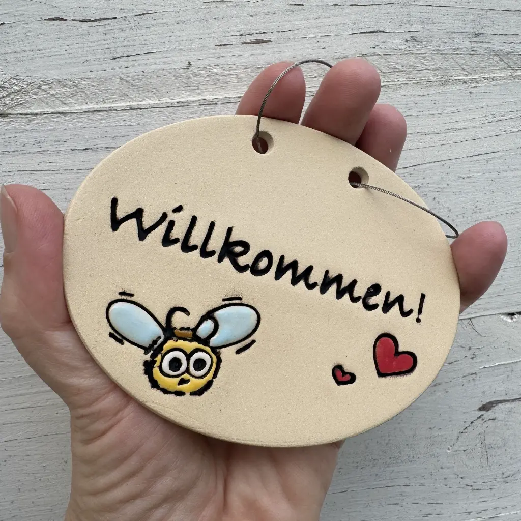 Willkommen Schild Biene.webp