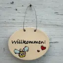 Gartenschild "Willkommen" mit Biene